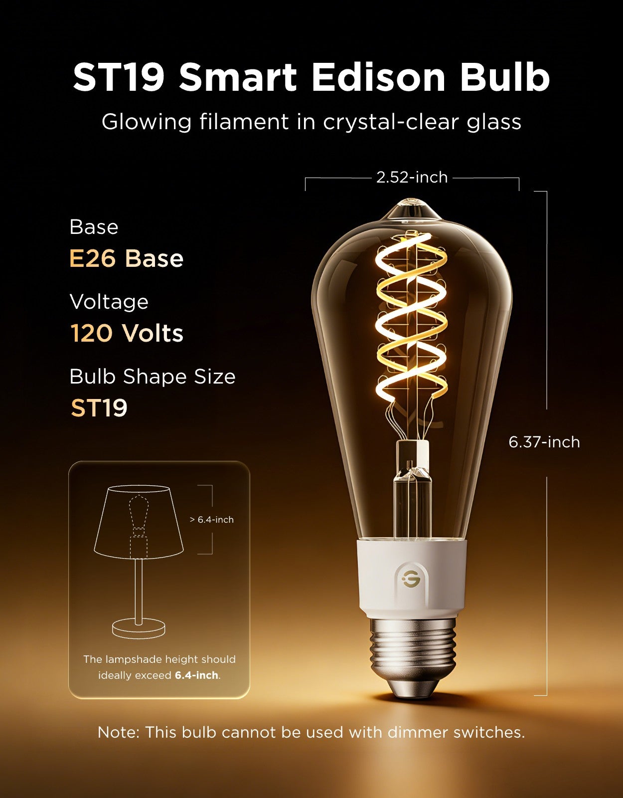 Govee ST19 Smart Edison Light Bulb E26 500lm - Image 2
