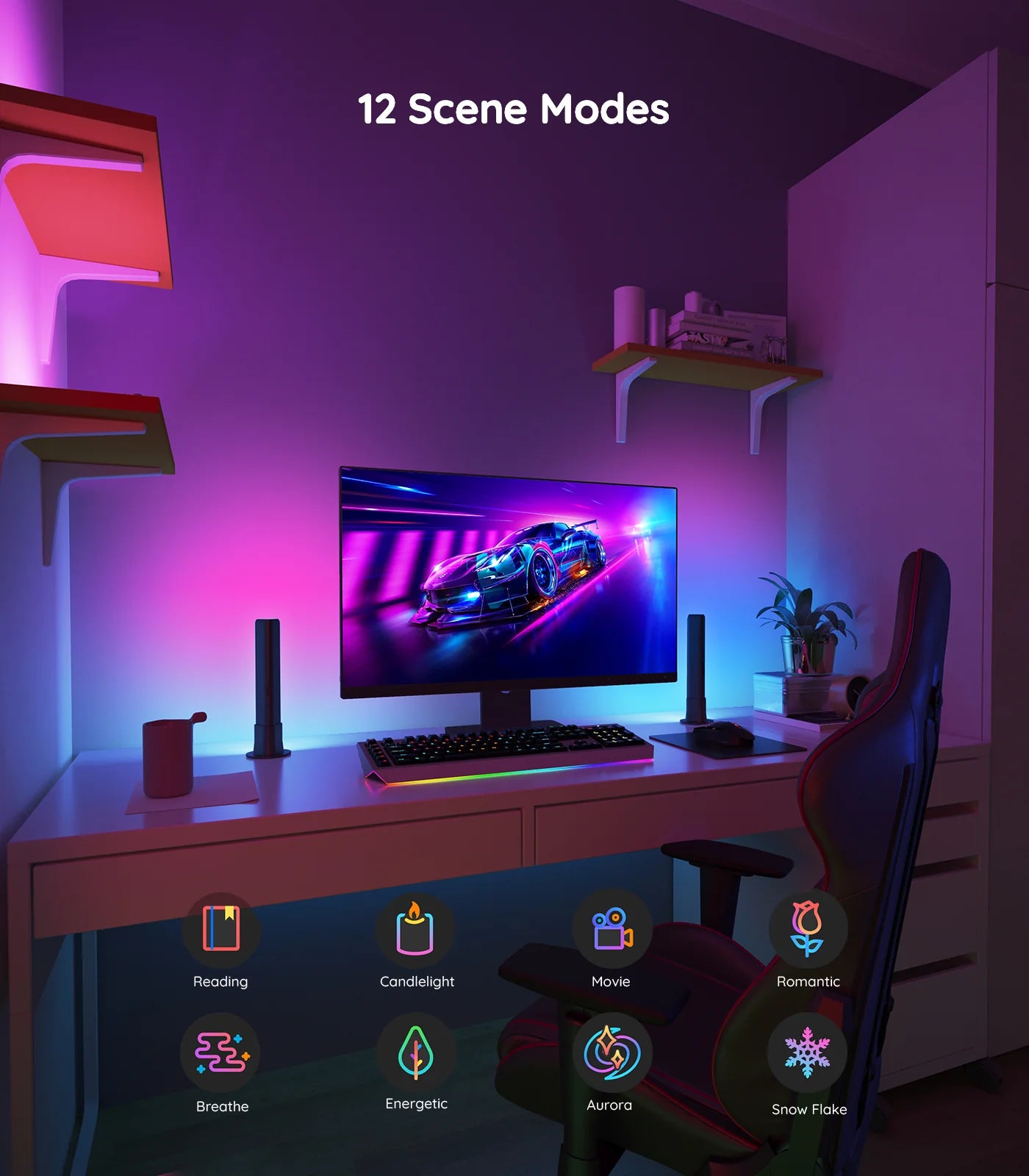 Govee RGBICWW WiFi + Bluetooth Flow Plus Light Bars - Image 3