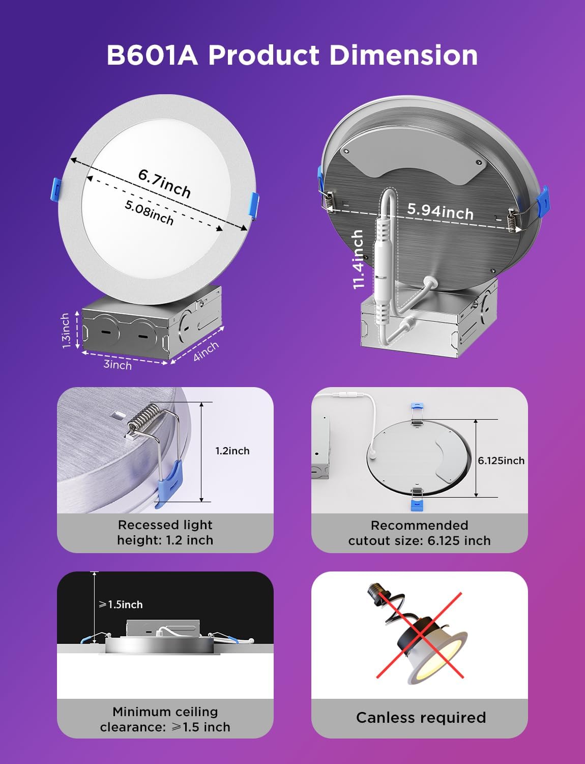 Govee 6-Inch Smart RGBWW Recessed Lights - Image 2