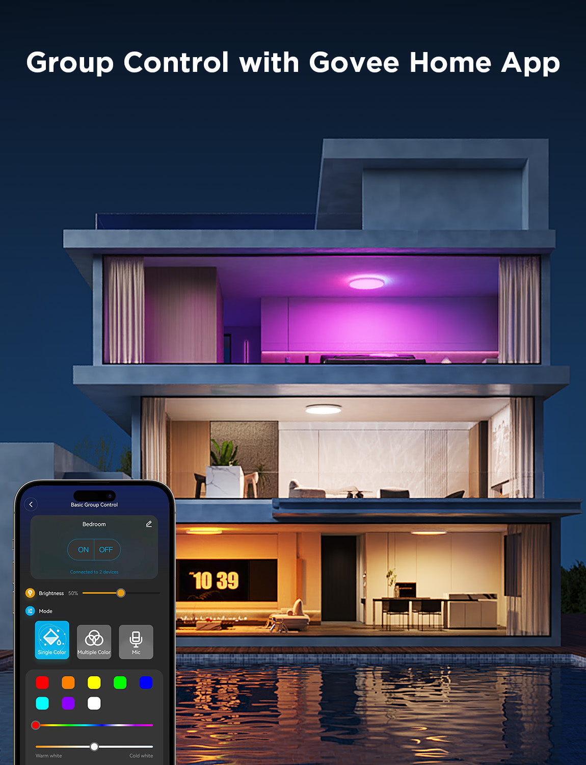 Govee 12-Inch RGBWW + RGBIC Smart Ceiling Light - Image 8
