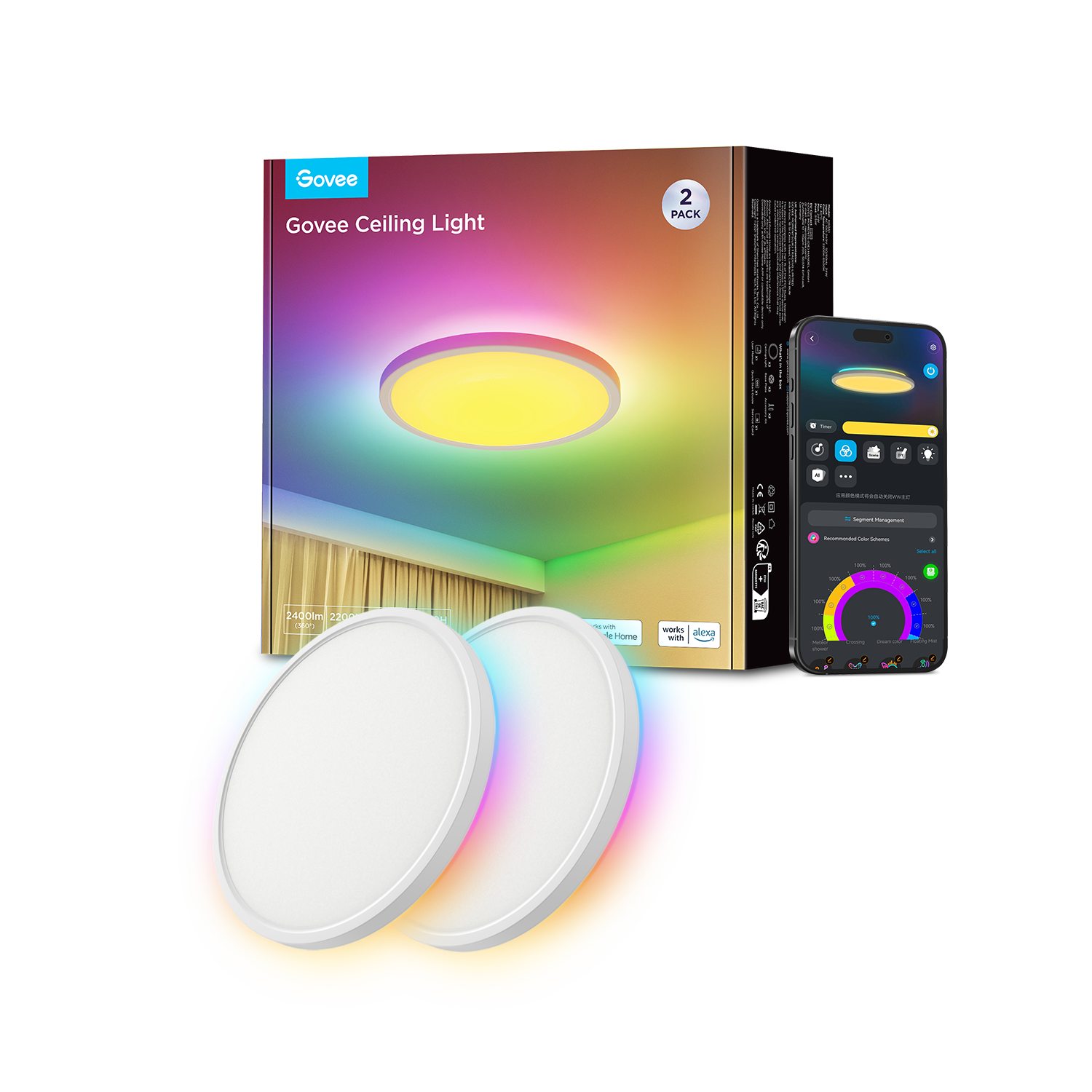 Govee 12-Inch RGBWW + RGBIC Smart Ceiling Light - Image 10