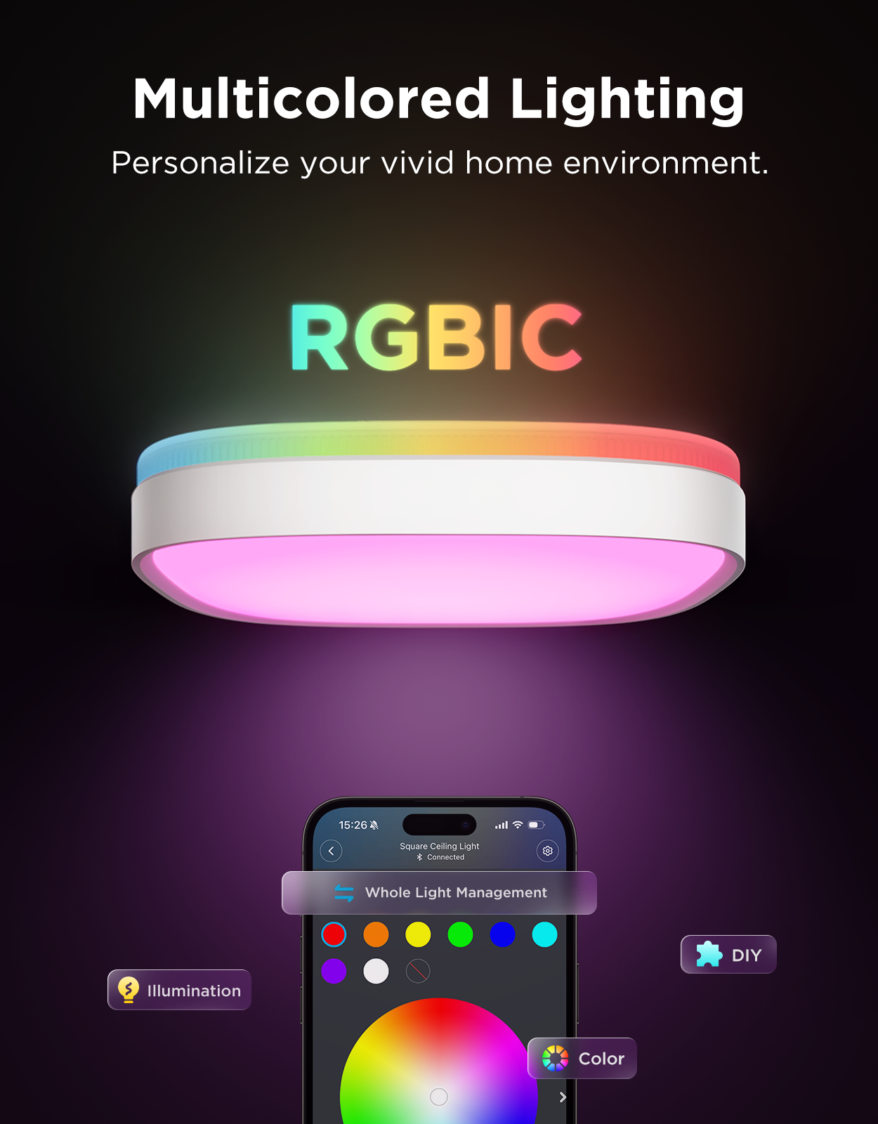 Govee 12-Inch RGBWW + RGBIC Smart Ceiling Light - Image 21