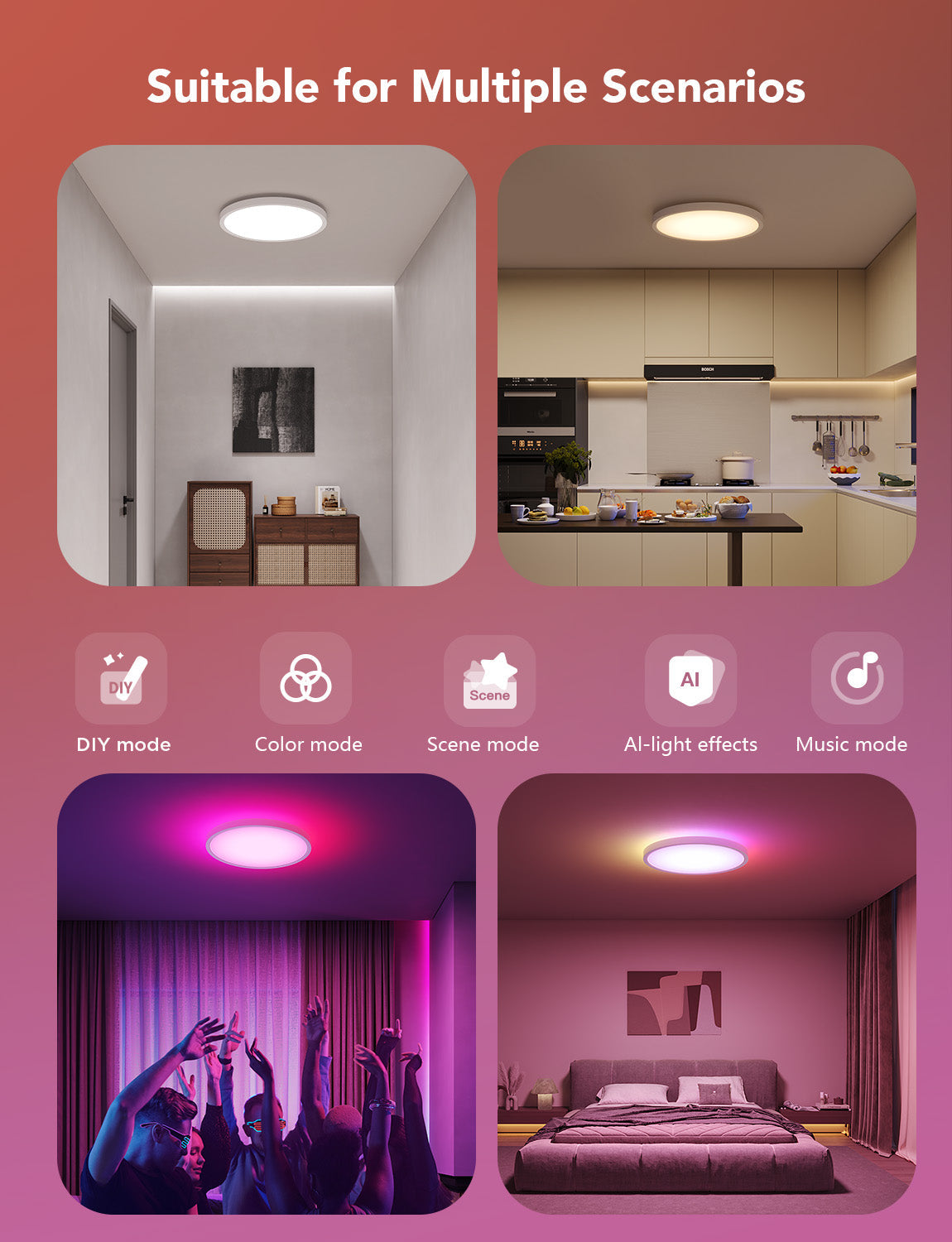 Govee 12-Inch RGBWW + RGBIC Smart Ceiling Light - Image 7