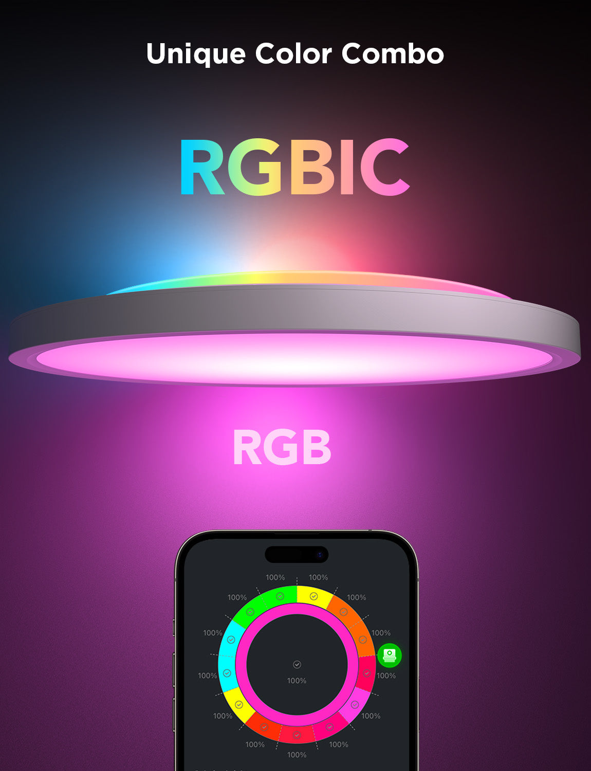 Govee 12-Inch RGBWW + RGBIC Smart Ceiling Light - Image 11
